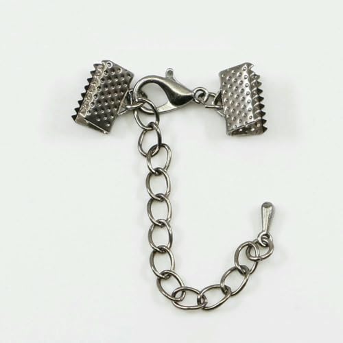 10–50 Stück Quetschperlen, Cove-Verschlüsse, Kordel-Endkappen, Schnurband, Lederclip, Foldover-Verbinder, Zubehör für DIY-Schmuckteile – Gun Black mit Kette – 20 mm 10–50 Stück Quetschperlen, Cove-Verschlüsse, Kordel-Endkappen, Schnurband, Lederclip, Foldover-Verbinder, Zubehör für DIY-Schmuckteile – Gun Black mit Kette – 20 mm von YFSHC