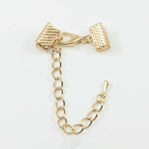 10–50 Stück Quetschperlen, Cove-Verschlüsse, Kordel-Endkappen, Schnurband, Lederclip, Foldover-Verbinder, Zubehör für DIY-Schmuckteile – KC Gold mit Kette – 40 mm 10–50 Stück Quetschperlen, Cove-Verschlüsse, Kordel-Endkappen, Schnurband, Lederclip, Foldover-Verbinder, Zubehör für DIY-Schmuckteile – KC Gold mit Kette – 40 mm von YFSHC