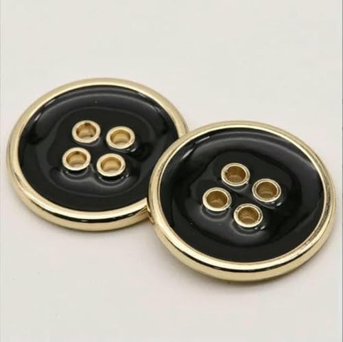 10 Stück/Los, Größe: 11,5–25 mm, modische Metallknöpfe mit Gold- und Silberrand, Öl, Vieraugen-Flatback-Knopf, Bastelbedarf (KK-2757), Nr. 1, 11,5 mm, 10 Stück von YFSHC
