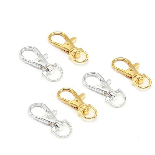 10 Stück/Los Drehbarer Karabinerhaken Schlüsselanhänger Geteilter Schlüsselringverbinder für Taschengürtel Hundeketten DIY Schmuckherstellung - Gold Silber - 32 x 14 mm 10 Stück/Los Drehbarer Karabinerhaken Schlüsselanhänger Geteilter Schlüsselringverbinder für Taschengürtel Hundeketten DIY Schmuckherstellung - Gold Silber - 32 x 14 mm von YFSHC