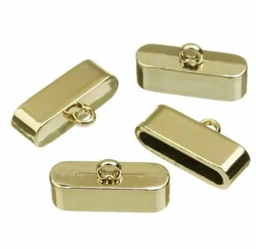 10 Stück/Los Endkappen aus legiertem Metall, Quetschperlenverschluss für flache Lederschnur-Endverschlüsse, goldfarbene Verbinder für die Schmuckherstellung, Gold5 10 Stück/Los Endkappen aus legiertem Metall, Quetschperlenverschluss für flache Lederschnur-Endverschlüsse, goldfarbene Verbinder für die Schmuckherstellung, Gold5 von YFSHC
