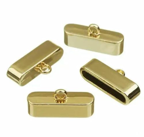 10 Stück/Los Endkappen aus legiertem Metall, Quetschperlenverschluss für flache Lederschnur-Endverschlüsse, goldfarbene Verbinder für die Schmuckherstellung, Gold6 10 Stück/Los Endkappen aus legiertem Metall, Quetschperlenverschluss für flache Lederschnur-Endverschlüsse, goldfarbene Verbinder für die Schmuckherstellung, Gold6 von YFSHC