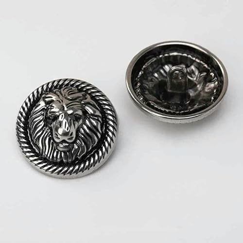10 Stück/Lot Löwenkopf-Metallknöpfe für Kleidung DIY Vintage Schaft Runde Löwen verzierte Knöpfe-5-608-3-15MM von YFSHC