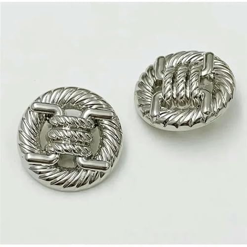 10 Stück/Set, modisches Knotendesign, runde, hohle Metallknöpfe, dekorative Knöpfe für Mantel, Anzug, Jacke, Nähzubehör, 20 mm, silberfarben, 25 mm, 0,98 Zoll, 10 Stück von YFSHC