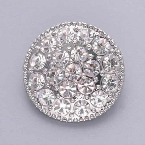 10 Stück 12–23,0 mm luxuriöse funkelnde Strass-runde Metallknöpfe für Kleidung, Modedekor, DIY-Nähbekleidungszubehör, Silber, 21 mm von YFSHC