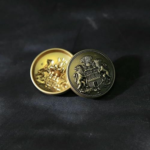 10 Stück 15/20/25 mm Britischer Stil Retro Doppellöwen-Design Nähknöpfe DIY Kleidungszubehör Mantel Jacke Anzug Pullover Knöpfe-Bronze-25 mm-10 Stück von YFSHC