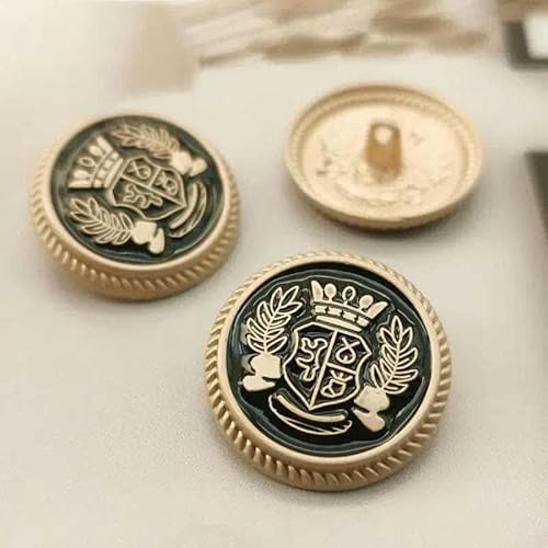 10 Stück 15–25 mm geschnitzte Metallknöpfe für Kleidung Herren- und Damenmäntel, Hemden, Luxus-Nähknöpfe, DIY-Zubehör, Materialien, Dekor, Gold und Schwarz, 23,0 mm, 10 Stück von YFSHC