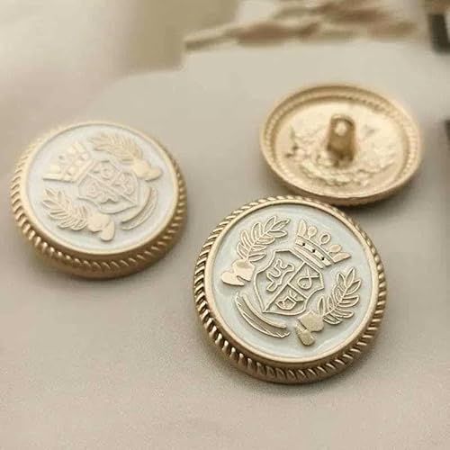 10 Stück 15–25 mm geschnitzte Metallknöpfe für Kleidung Herren- und Damenmäntel Hemden Luxus-Nähknöpfe DIY-Zubehör Materialien Dekor-Gold und Weiß-20 mm 10 Stück von YFSHC