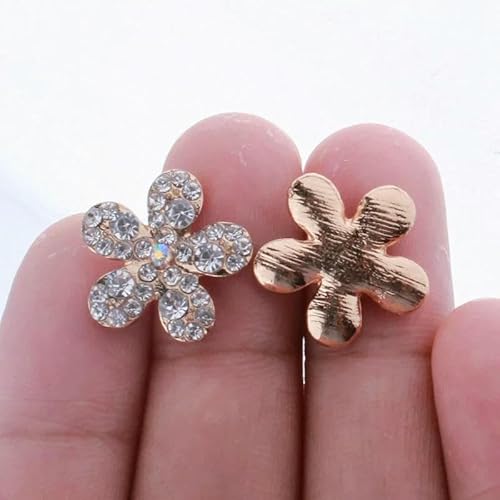 10 Stück 18 mm schicke klare Kristallknöpfe für Hochzeitseinladungen, Stern, silberne Strassknöpfe mit flacher Rückseite, für Kleiderdekoration, A64, Gold von YFSHC