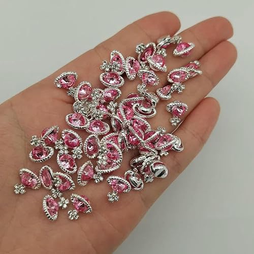 10 Stück 3D Saturn Planet Nagel Charms Juwel Luxus Nagelteile Edelsteine Steine Kristall Strass Nagelkunst Dekoration Zubehör-Rosa von YFSHC