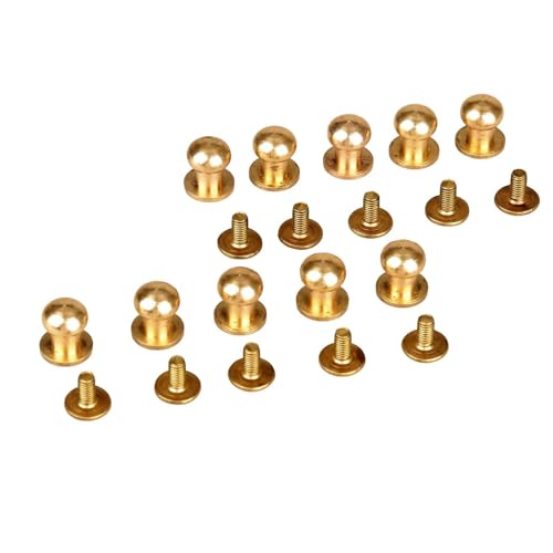 10 Stück 5/6/7/8/9/10 mm Messing-Knopfnieten zum Einschrauben, runder Kopf, Nieten, Taschen-Druckknöpfe, Schnallenverschluss, Nähen, Lederhandwerk, 10 mm von YFSHC