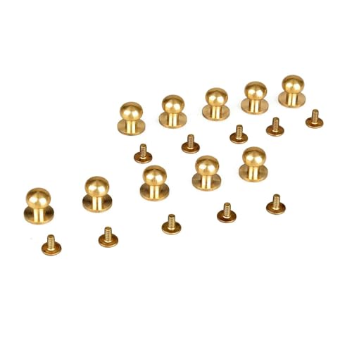 10 Stück 5/6/7/8/9/10 mm Messing-Knopfnieten zum Einschrauben, runder Kopf, Nieten, Taschen-Druckknöpfe, Schnallenverschluss, Nähen, Lederhandwerk, 8 mm von YFSHC