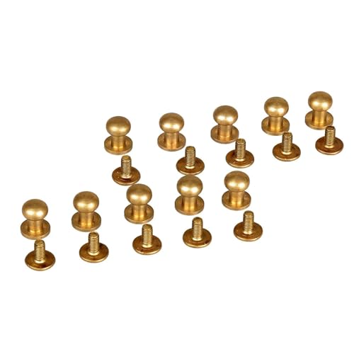 10 Stück 5/6/7/8/9/10 mm Messing-Knopfnieten zum Einschrauben, runder Kopf, Nieten, Taschen-Druckknöpfe, Schnallenverschluss, Nähen, Lederhandwerk, 9 mm von YFSHC