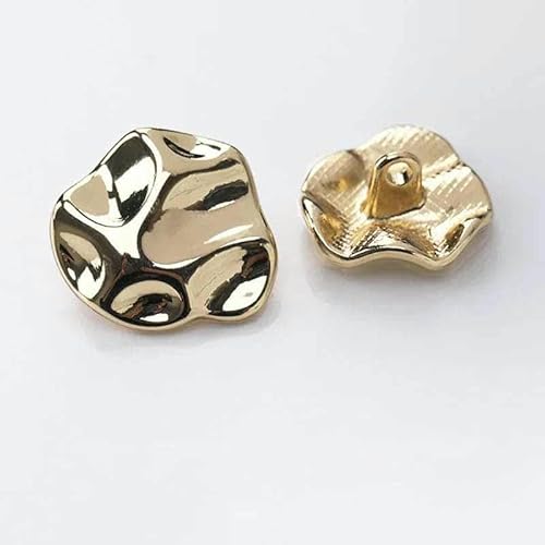 10 Stück Metallknöpfe mit unregelmäßigem Design für trendige Kleidung, Pullover, Strickjacke, Mantel, DIY-Nähzubehör, Knöpfe-A-Hellgold-21 mm von YFSHC