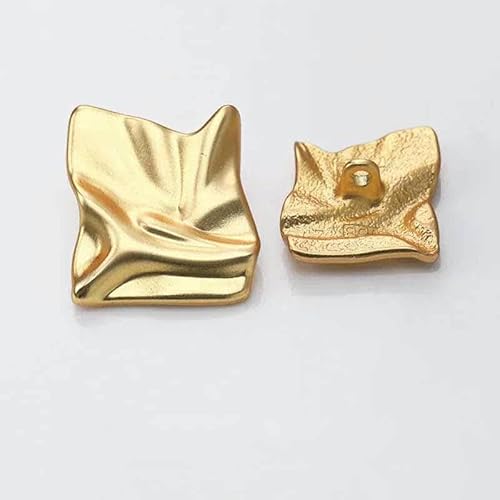 10 Stück Metallknöpfe mit unregelmäßigem Design für trendige Kleidung, Pullover, Strickjacke, Mantel, DIY-Nähzubehör, Knöpfe-B-Golden-23,0 mm von YFSHC