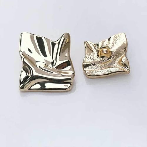 10 Stück Metallknöpfe mit unregelmäßigem Design für trendige Kleidung, Pullover, Strickjacke, Mantel, DIY-Nähzubehör, Knöpfe-B-Hellgold-18 mm von YFSHC