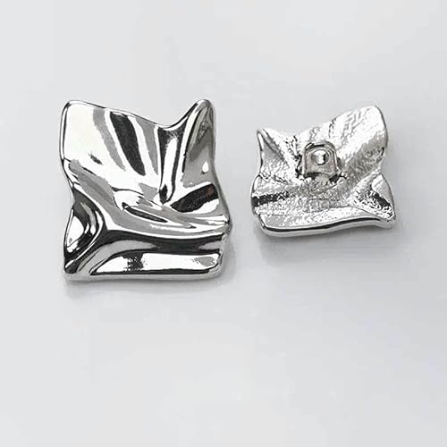 10 Stück Metallknöpfe mit unregelmäßigem Design für trendige Kleidung, Pullover, Strickjacke, Mantel, DIY-Nähzubehör, Knöpfe-B-Silber-18 mm von YFSHC