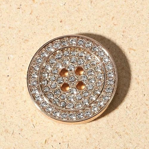 10 Stück Metallknöpfe mit vier Augen, luxuriöser Strass, dekorativer runder Nähknopf, Anzug, Damenbekleidungszubehör, 10 Stück, Gold, 20 mm von YFSHC