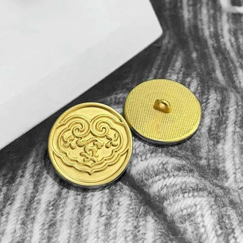 10 Stück Retro-Knöpfe im chinesischen Stil, goldene Luxus-Metallknöpfe für Kleidung, DIY-Nähzubehör, Kleidungsstück-Nähknöpfe, Neu, 3–15 mm, 10 Stück von YFSHC
