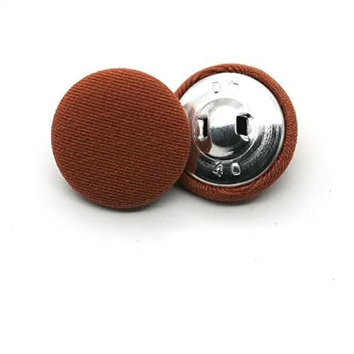 10 Stück Stoffbezogene runde Knöpfe Metallschaft Nähknöpfe für Hemden, Mäntel, Kleidungsdekor, DIY-Nähzubehör-D-15mm von YFSHC