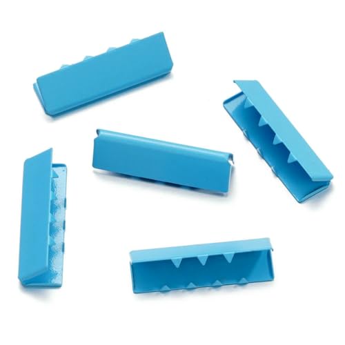 10 Stück bunte Quetschperlen, Hohlverschlüsse, Kordel-Endkappen, Schnurband, Lederclip, Faltverbinder für DIY-Schmuckzubehör, Blau, 8,5 x 30 mm 10 Stück bunte Quetschperlen, Hohlverschlüsse, Kordel-Endkappen, Schnurband, Lederclip, Faltverbinder für DIY-Schmuckzubehör, Blau, 8,5 x 30 mm von YFSHC