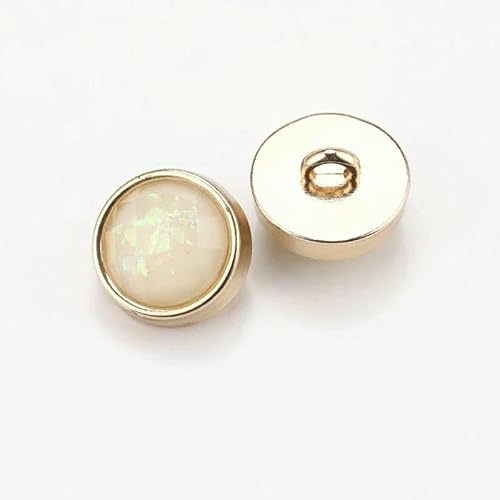 10 Stück luxuriöse Perlen-Metallknöpfe für Kleidung, Hemden, Blusen, Strickjacken, Nähzubehör, Retro, Vintage, 10 mm, Knopf-Hellgold-10 mm (10 mm) von YFSHC