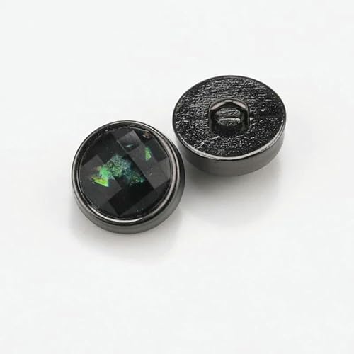 10 Stück luxuriöse Perlen-Metallknöpfe für Kleidung, Hemden, Blusen, Strickjacken, Nähzubehör, Retro, Vintage, 10 mm, Knopf-Schwarz-10 mm (10 mm) von YFSHC