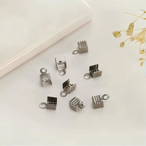 100/300 Stück kleine Kordelendspitze, umklappbar, Dreidrahtverschluss, Crimpperlen-Kordelschnalle, Verbinder für Schmuckherstellungszubehör, Gun Black, 4,0 mm x 100 Stück 100/300 Stück kleine Kordelendspitze, umklappbar, Dreidrahtverschluss, Crimpperlen-Kordelschnalle, Verbinder für Schmuckherstellungszubehör, Gun Black, 4,0 mm x 100 Stück von YFSHC