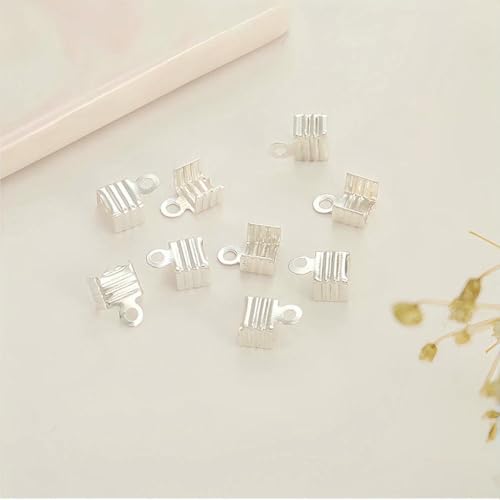 100/300 Stück kleine Kordelendspitze, umklappbar, Dreidrahtverschluss, Crimpperlenkordel-Schnallenverbinder für Schmuckherstellungszubehör, Silber, 5 mm x 300 Stück 100/300 Stück kleine Kordelendspitze, umklappbar, Dreidrahtverschluss, Crimpperlenkordel-Schnallenverbinder für Schmuckherstellungszubehör, Silber, 5 mm x 300 Stück von YFSHC