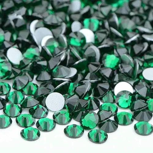 100 Brutto-Großpackung SS6 SS10 SS12 SS16 SS20 SS30 AB-farbige Glas-Strasssteine, nicht Hotfix, flache Rückseite, Strasssteine zum Selbermachen, Nagelsteine-22 Smaragd-SS20 von YFSHC