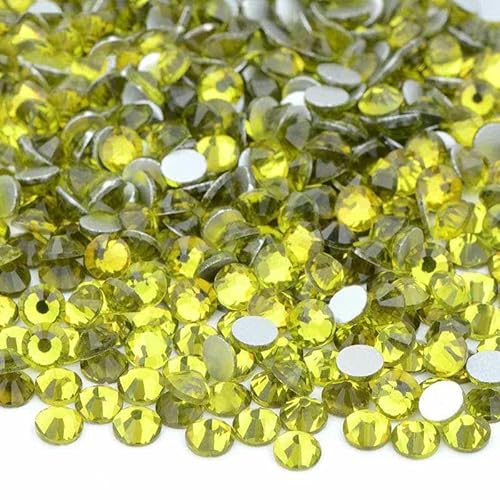 100 Brutto-Großpackung SS6 SS10 SS12 SS16 SS20 SS30 AB-farbige Glas-Strasssteine, nicht Hotfix, flache Rückseite, Strasssteine zum Selbermachen, Nagelsteine-23 Olivine-SS20 von YFSHC