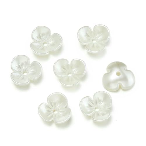100 Stück/Los ABS-Imitationsperlen, Blumen-Abstandshalter, Endkappen, Charms, Anhänger für DIY-Armband, Halskette, Schmuckherstellung, Zubehör-Blumen 04 von YFSHC