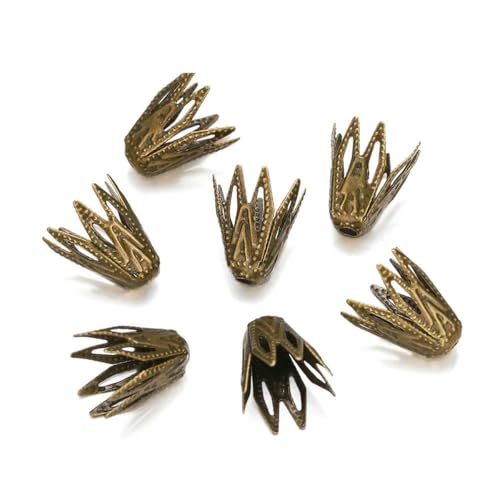 100 Stück/Los Ausgehöhlte Blumenform Filigrane Kegel-Endperlenkappen für DIY-Armbänder, Ohrringe, Schmuckherstellung, Zubehör, Antikbronze, 8 x 10 mm 100 Stück/Los Ausgehöhlte Blumenform Filigrane Kegel-Endperlenkappen für DIY-Armbänder, Ohrringe, Schmuckherstellung, Zubehör, Antikbronze, 8 x 10 mm von YFSHC