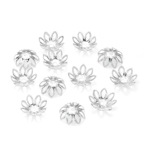 100 Stück/Los Silbergold Rhodium Bulk Blumen Perlenkappen 11 14 mm Spacer Loos Perlenkappe für Schmuckherstellung Zubehör-Silber-14,0 mm von YFSHC
