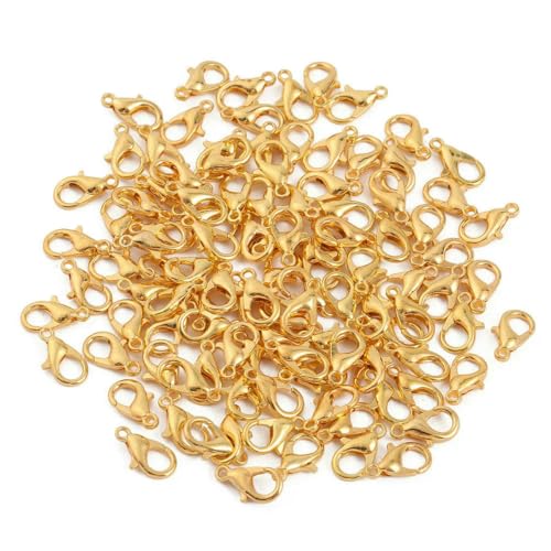 100 Stück 10/12/14/16/18 mm Karabinerverschluss Hakenverbinder für DIY-Armband-Halskette Herstellung von Schmuckzubehör Zubehör-Gold-18 mm von YFSHC