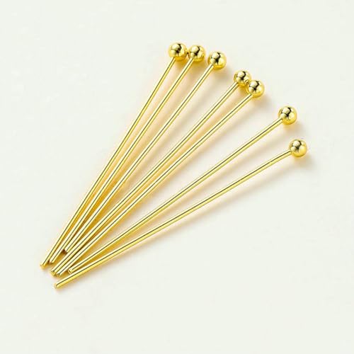100 Stück 16–50 mm 14/18 Karat vergoldete Ösenstifte mit flachem Kopf, Nadeln, Kugelkopfstifte, Perlenanhänger, Verbinder zur Schmuckherstellung, 18 Karat Gold, Kugelkopf, 0,6 mm x 20 mm 100 Stück 16–50 mm 14/18 Karat vergoldete Ösenstifte mit flachem Kopf, Nadeln, Kugelkopfstifte, Perlenanhänger, Verbinder zur Schmuckherstellung, 18 Karat Gold, Kugelkopf, 0,6 mm x 20 mm von YFSHC
