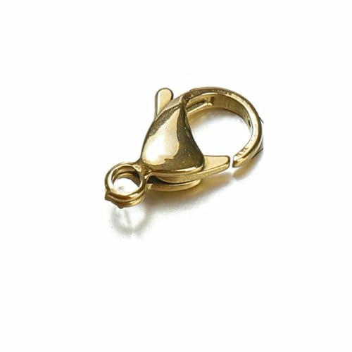 100 Stück 20 Stück 9–15 mm Edelstahl-Karabinerverschlüsse, goldfarbene Kettenklauenverbinder für Armband-Halskette, DIY-Schmuckherstellung, goldfarben, 10 mm, 100 Stück von YFSHC