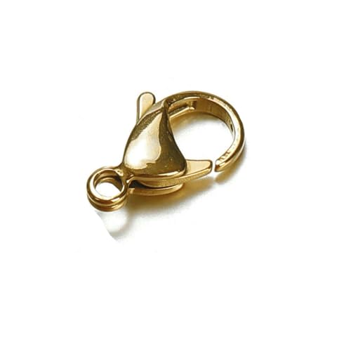 100 Stück 20 Stück 9–15 mm Edelstahl-Karabinerverschlüsse, goldfarbene Kettenklauenverbinder für Armband-Halskette, DIY-Schmuckherstellung, goldfarben, 13,0 mm, 100 Stück von YFSHC