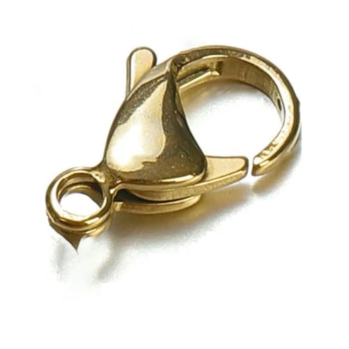 100 Stück 20 Stück 9–15 mm Edelstahl-Karabinerverschlüsse, goldfarbene Kettenklauenverbinder für Armband-Halskette, DIY-Schmuckherstellung, goldfarben, 15 mm, 100 Stück 100 Stück 20 Stück 9–15 mm Edelstahl-Karabinerverschlüsse, goldfarbene Kettenklauenverbinder für Armband-Halskette, DIY-Schmuckherstellung, goldfarben, 15 mm, 100 Stück von YFSHC