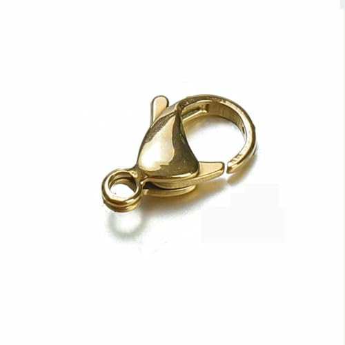 100 Stück 20 Stück 9–15 mm Edelstahl-Karabinerverschlüsse, goldfarbene Kettenklauenverbinder für Armband-Halskette, DIY-Schmuckherstellung, goldfarben, 9 mm, 100 Stück von YFSHC