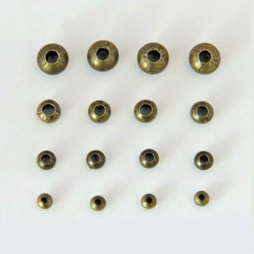 100 Stück 4–10 mm große Lochperlen aus Metall, lose Perlen, Antikbronze, Eisen, glatte Kugel, Abstandsperlen für DIY-Bastelschmuck, Zubehör – 4,0 mm, Loch 1,5 mm von YFSHC