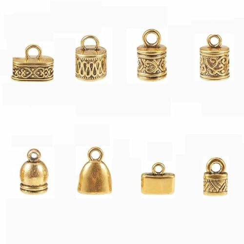 100 Stück Kordelendkappen, 10 Stile, Legierungslederkappe, zum Einkleben in Fass-Endkappen, Antik-Silber-Röhren-Quetschperlen-Endkappen, 78 Stück, 8 Stile 100 Stück Kordelendkappen, 10 Stile, Legierungslederkappe, zum Einkleben in Fass-Endkappen, Antik-Silber-Röhren-Quetschperlen-Endkappen, 78 Stück, 8 Stile von YFSHC