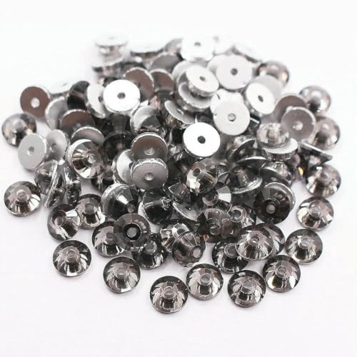 100 Stück runde, flache Rückseite, glänzende, aufgenähte Kristalle, Glasperlen, Stoffbesatz, Steine, Edelsteine, Basteln, Strasssteine zum Aufnähen für Kleidungsdekoration, transparent, schwarz, 6 m 100 Stück runde, flache Rückseite, glänzende, aufgenähte Kristalle, Glasperlen, Stoffbesatz, Steine, Edelsteine, Basteln, Strasssteine zum Aufnähen für Kleidungsdekoration, transparent, schwarz, 6 m von YFSHC