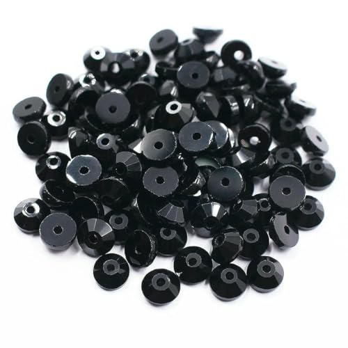 100 Stück runde, flache Rückseite, glänzende, aufgenähte Kristalle, Glasperlen, Stoffbesatz, Steine, Edelsteine, Kunsthandwerk, Strasssteine zum Aufnähen für Kleidungsdekoration, schwarz, 5 mm, 100 100 Stück runde, flache Rückseite, glänzende, aufgenähte Kristalle, Glasperlen, Stoffbesatz, Steine, Edelsteine, Kunsthandwerk, Strasssteine zum Aufnähen für Kleidungsdekoration, schwarz, 5 mm, 100 von YFSHC