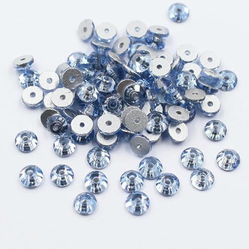 100 Stück runde, flache Rückseite, glänzende, aufgenähte Kristalle, Glasperlen, Stoffbesatz, Steine, Edelsteine, Kunsthandwerk, zum Aufnähen von Strasssteinen für Kleidungsdekoration, heller Saphir, 100 Stück runde, flache Rückseite, glänzende, aufgenähte Kristalle, Glasperlen, Stoffbesatz, Steine, Edelsteine, Kunsthandwerk, zum Aufnähen von Strasssteinen für Kleidungsdekoration, heller Saphir, von YFSHC