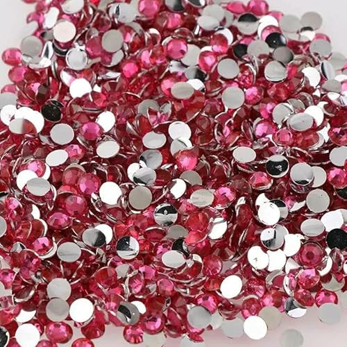 1000 Stück 2 mm Strasssteine in 25 Farben, nicht Hotfix, rund, Harz, flache Rückseite, für DIY-Nagelkunst, Schmuckdekorationen, Hellrosa von YFSHC