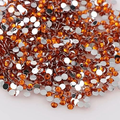 1000 Stück 2 mm Strasssteine in 25 Farben, nicht Hotfix, rund, Harz, flache Rückseite, für DIY-Nagelkunst, Schmuckdekorationen, Orange von YFSHC