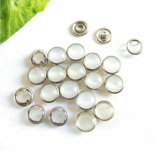 100Sets Metall-Druckknöpfe, weiße Perlenzinken, Druckknöpfe, 4-teilig, #111, 8mm, FP-021,-100sets buttons von YFSHC