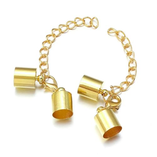 10er-Set/Los Lederkordel-Karabinerverschlüsse, 3–10 mm, Crimps, Endkappen, Armbandverbinder, verlängerte Kette für die Schmuckherstellung, goldfarben, 3,0 mm 10er-Set/Los Lederkordel-Karabinerverschlüsse, 3–10 mm, Crimps, Endkappen, Armbandverbinder, verlängerte Kette für die Schmuckherstellung, goldfarben, 3,0 mm von YFSHC