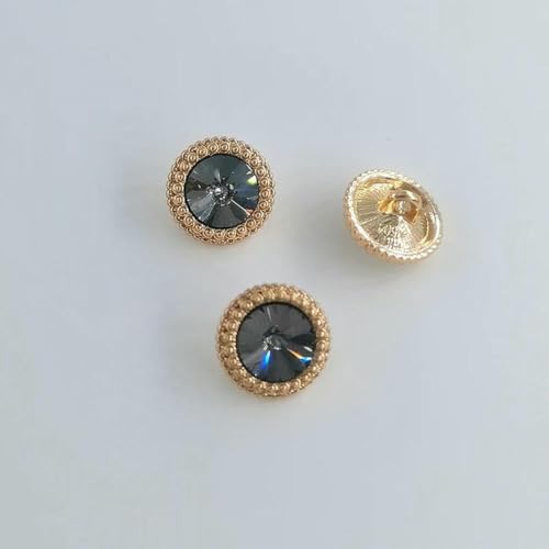 12,5/15/18/21 mm Strass-Rundknopf, modischer Dekorschmuck, Metall, Goldknöpfe für Kleidung, Nähzubehör, DIY, Graugold, 21 mm, 6 Stück 12,5/15/18/21 mm Strass-Rundknopf, modischer Dekorschmuck, Metall, Goldknöpfe für Kleidung, Nähzubehör, DIY, Graugold, 21 mm, 6 Stück von YFSHC
